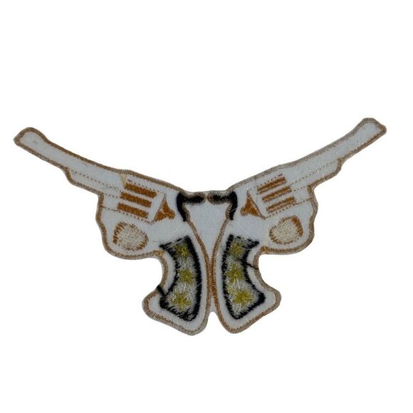 Double Pistol Western Gun Embroidered Patch - Picture 4 of 4